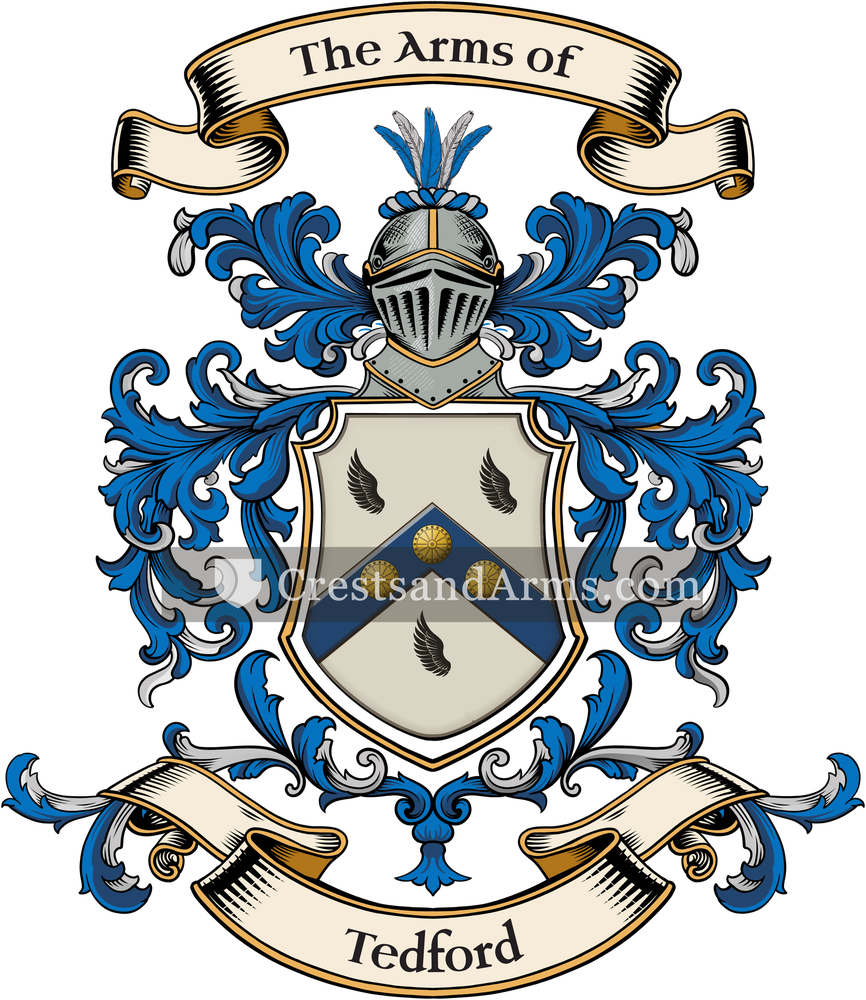 The Tedford coat of arms, drawn from the recorded blazon