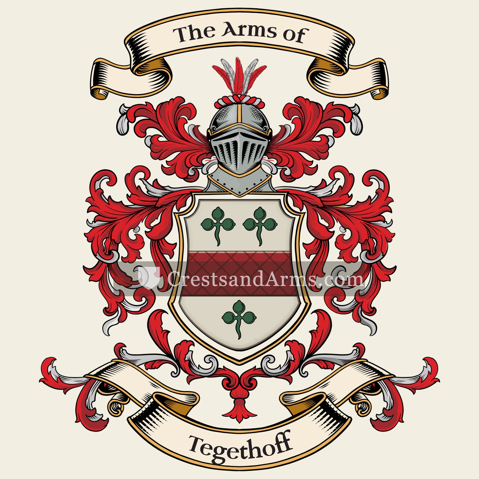 The Tegethoff coat of arms, drawn from the recorded blazon