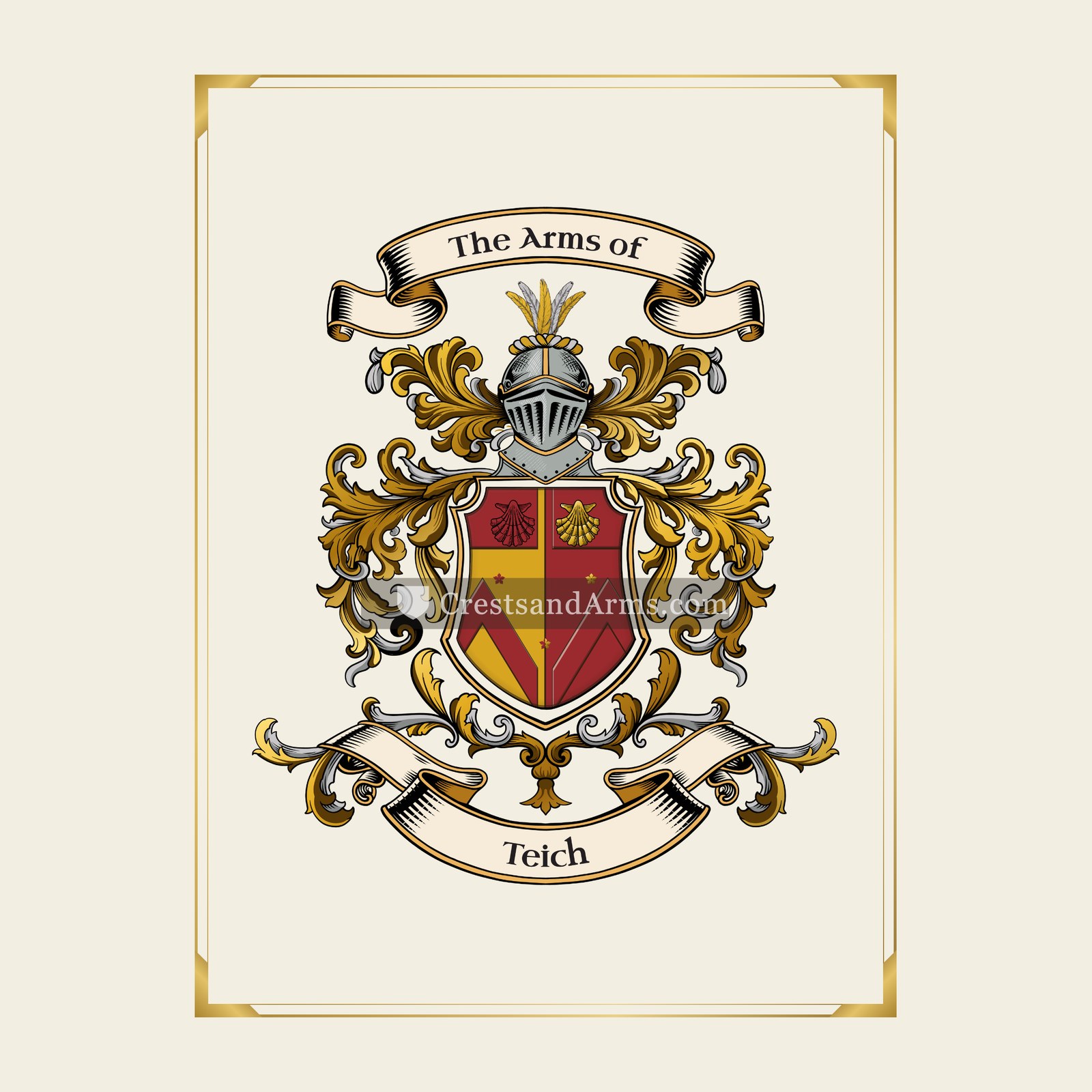 With gold border