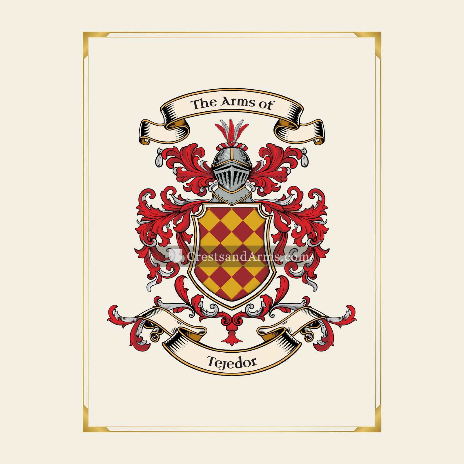With gold border
