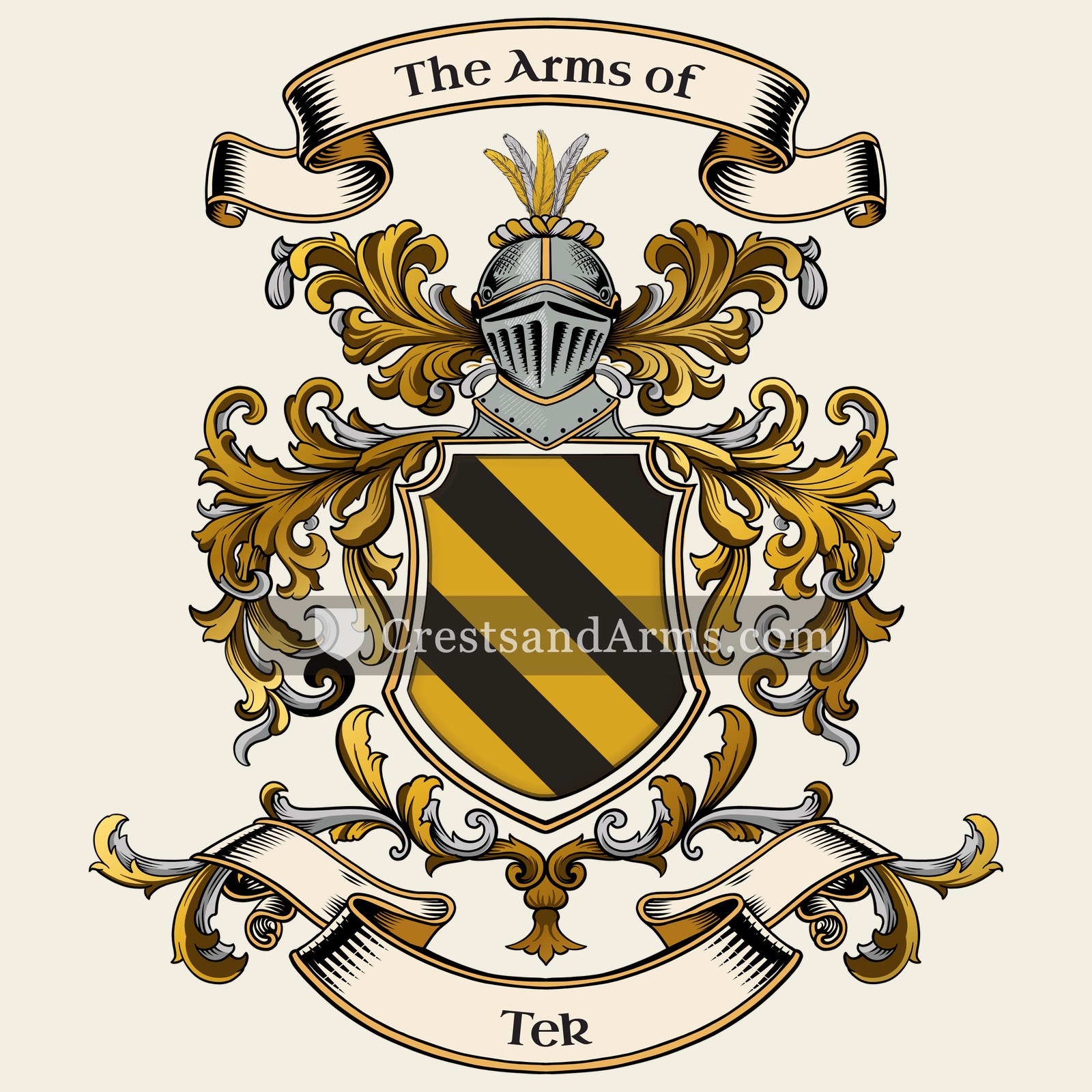The Tek coat of arms, drawn from the recorded blazon