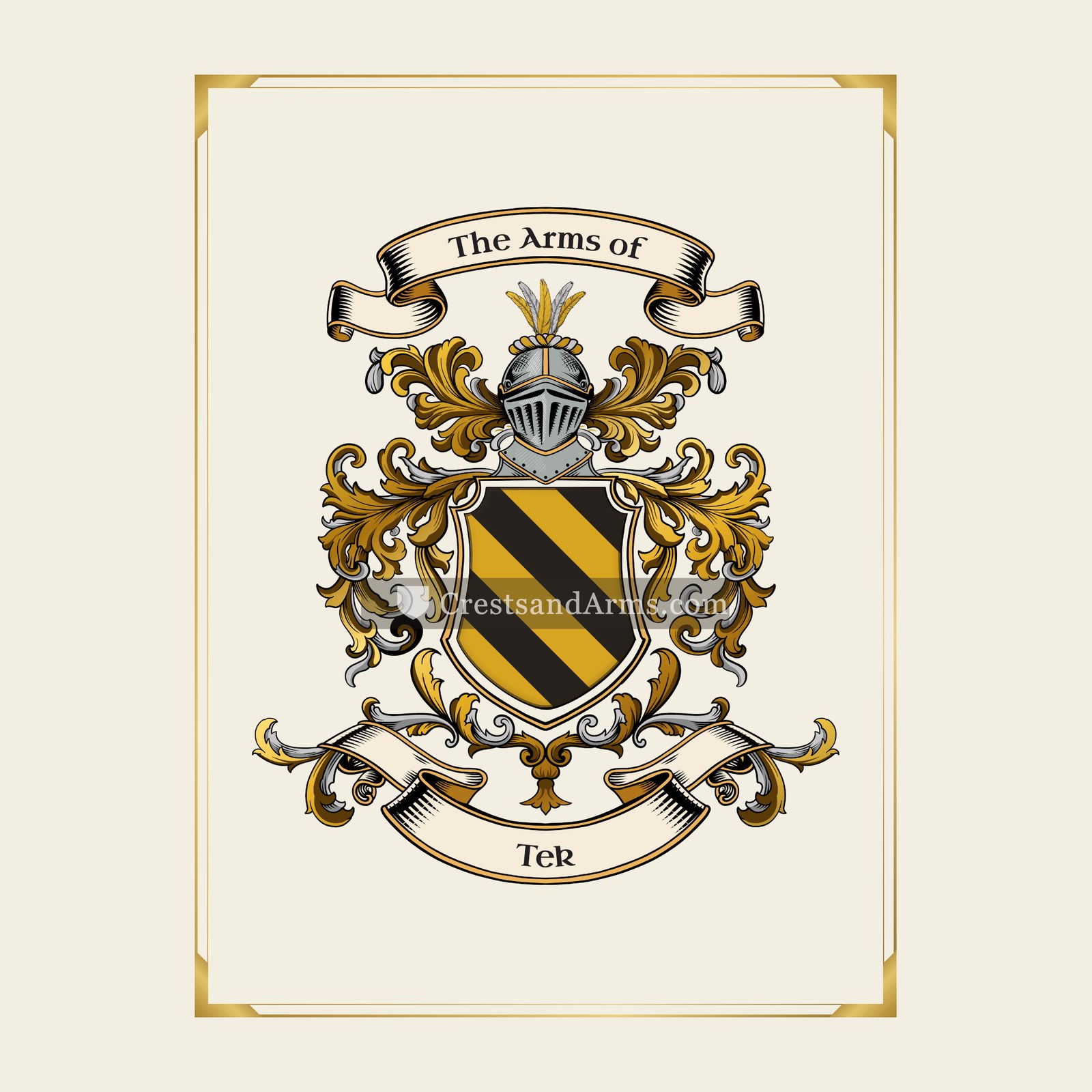 With gold border