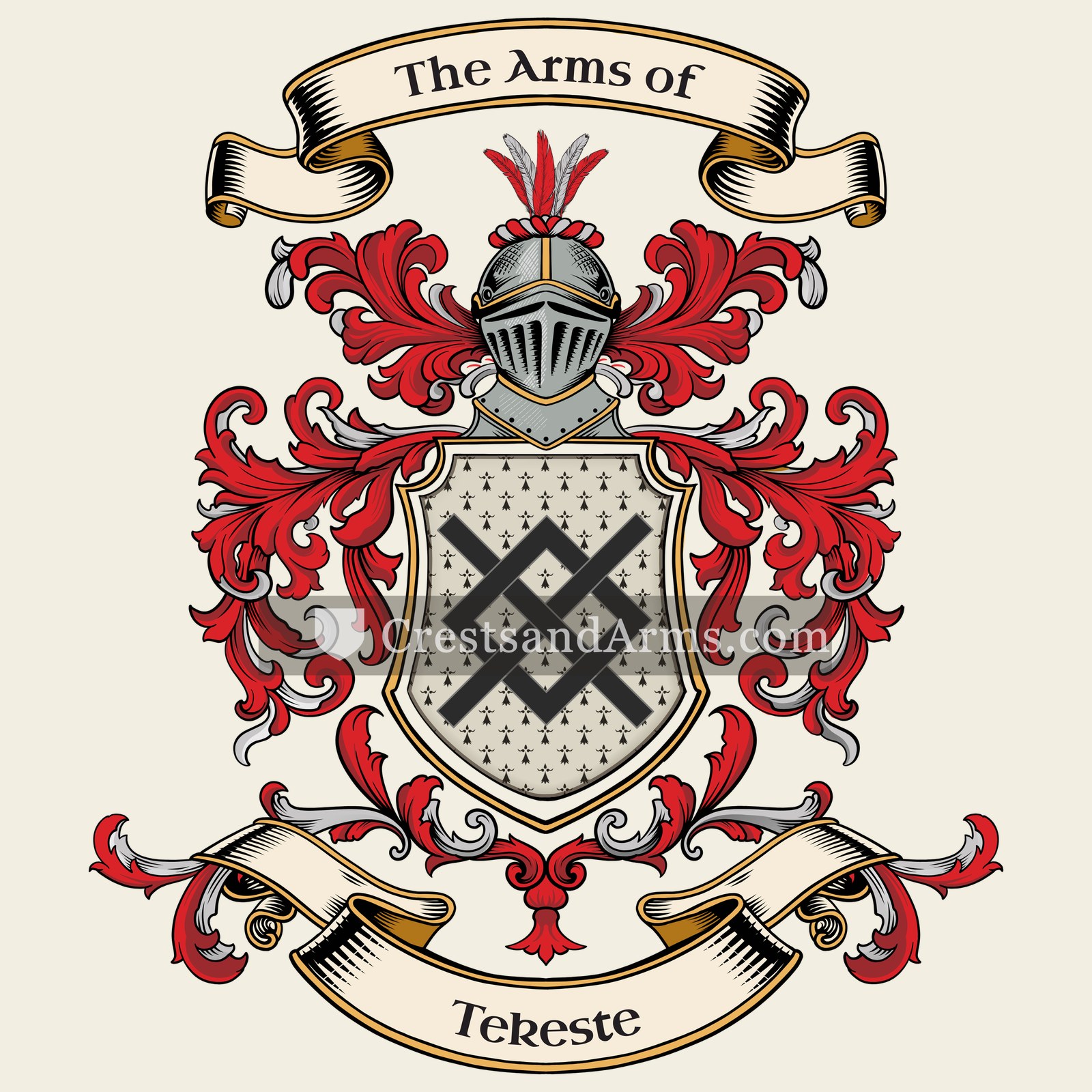 The Tekeste coat of arms, drawn from the recorded blazon