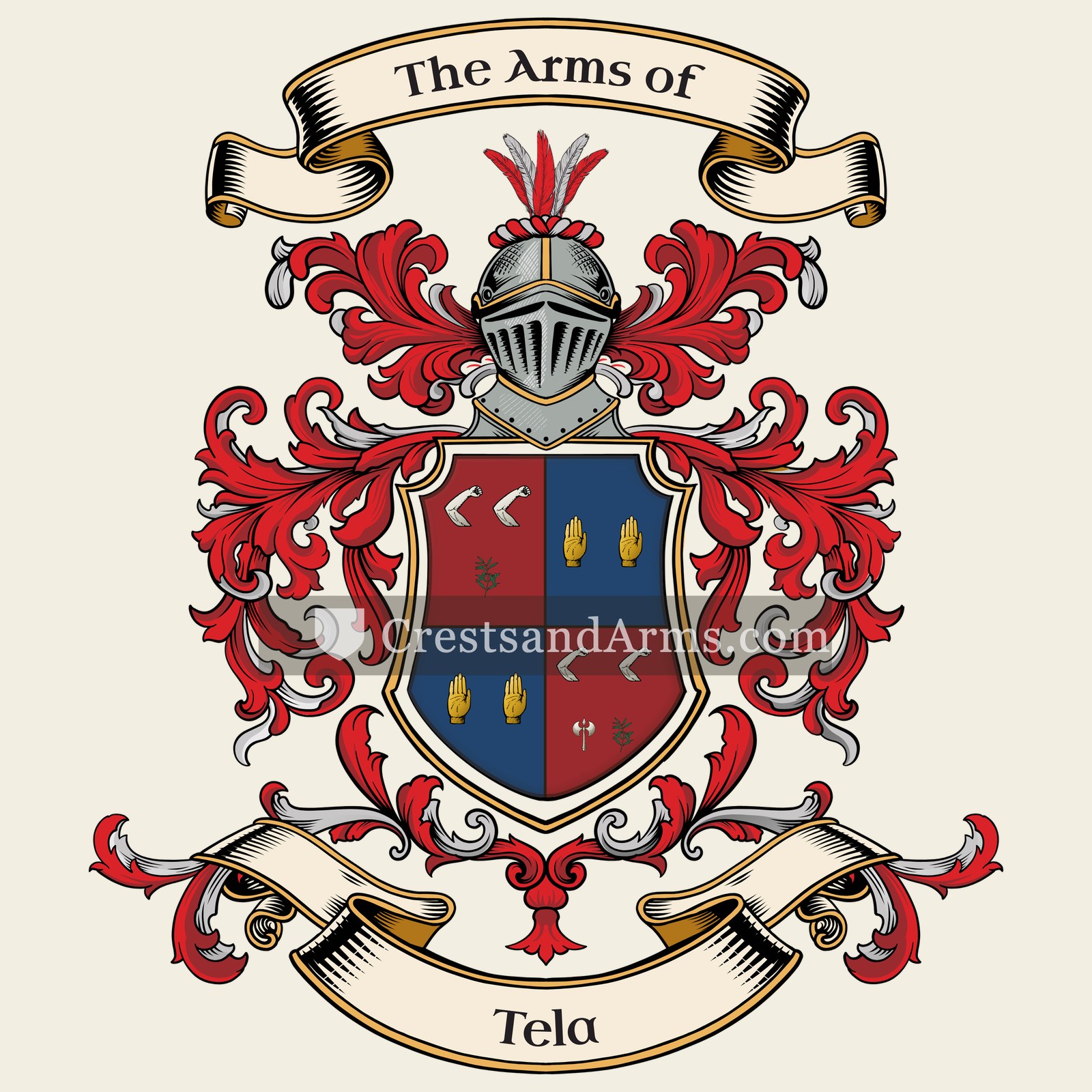 The Tela coat of arms, drawn from the recorded blazon