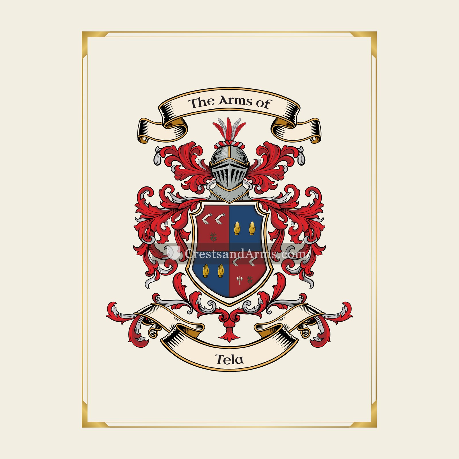 With gold border