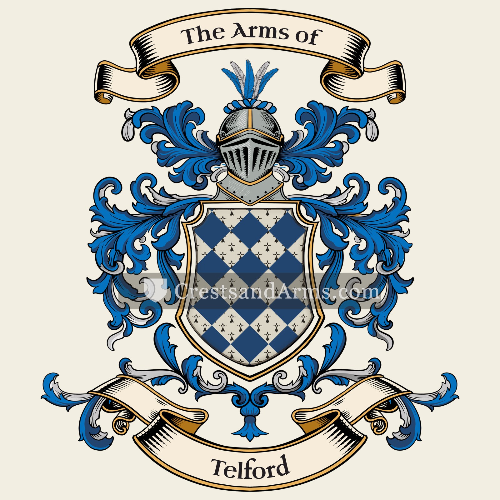 The Telford coat of arms, drawn from the recorded blazon