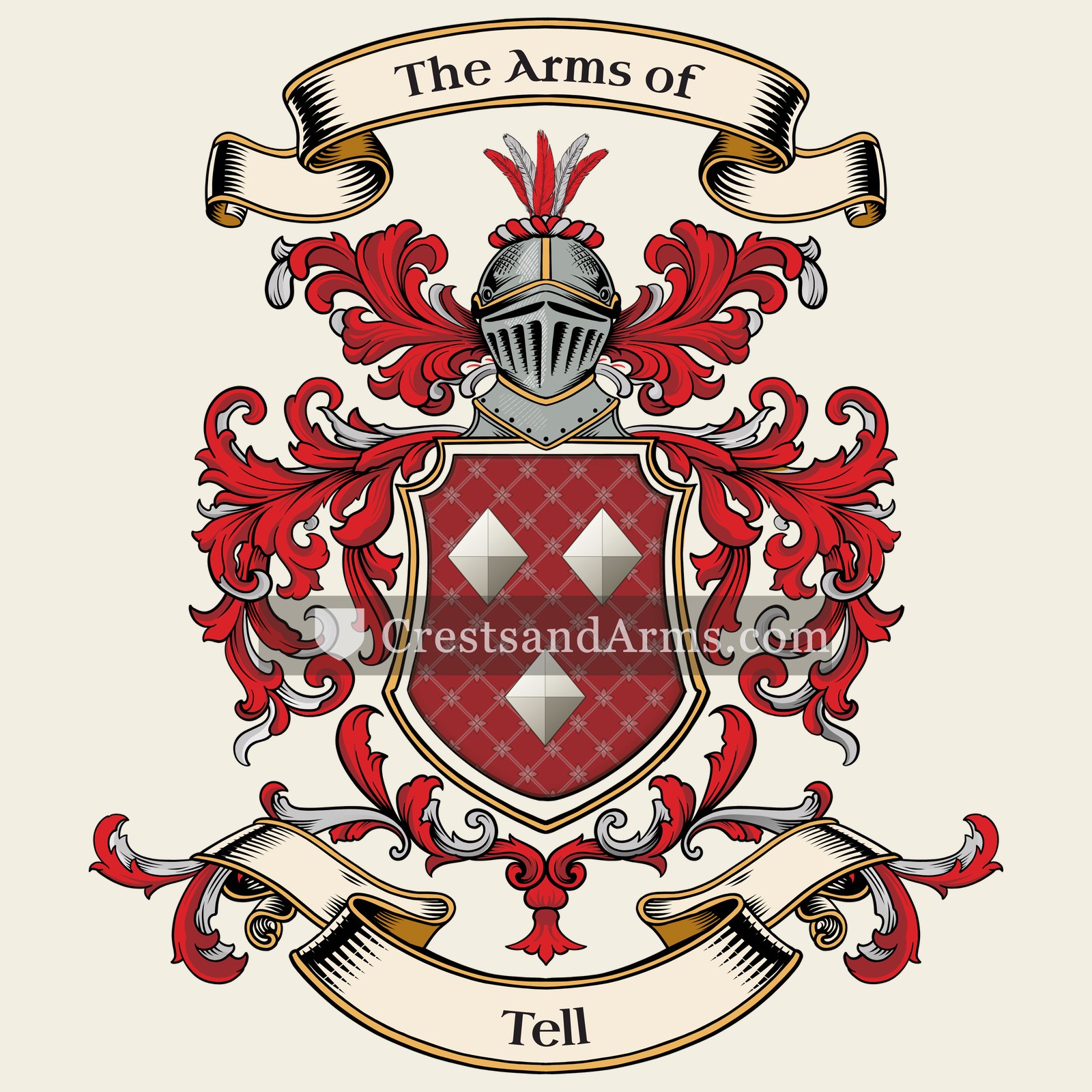 The Tell coat of arms, drawn from the recorded blazon