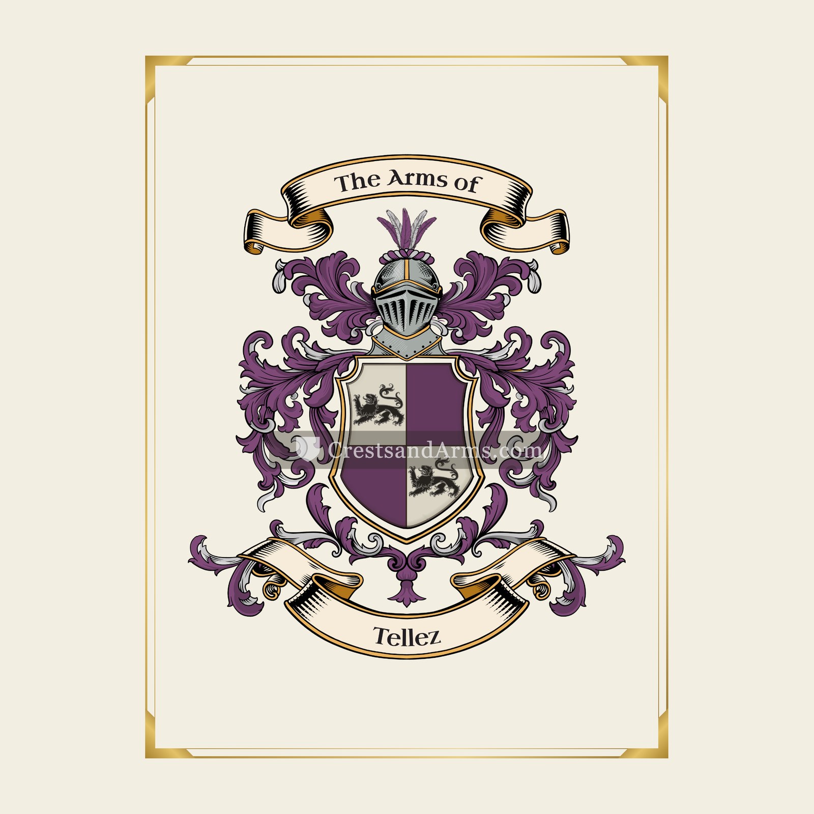 With gold border