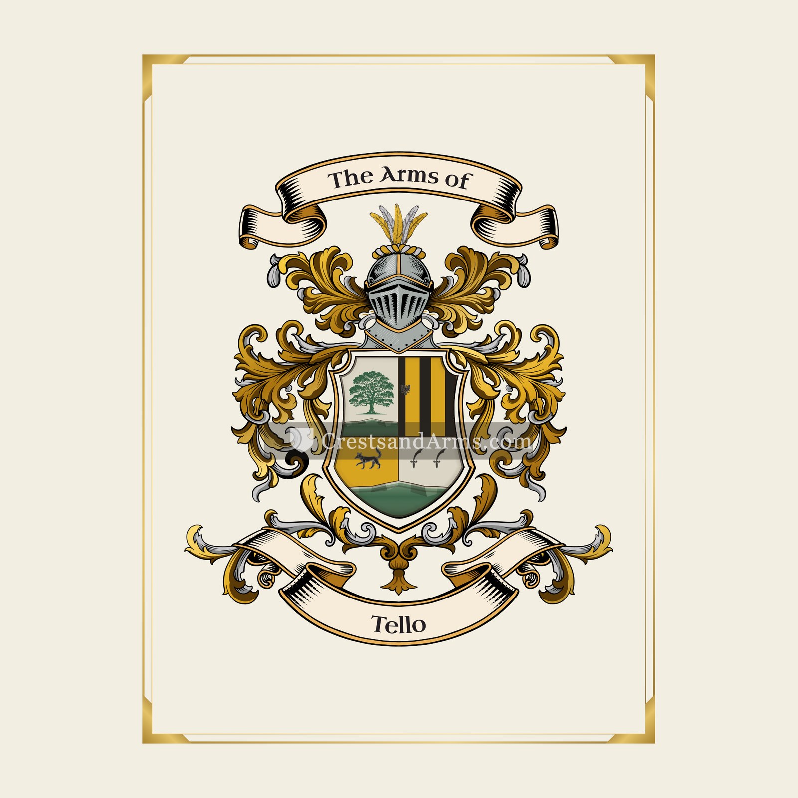 With gold border