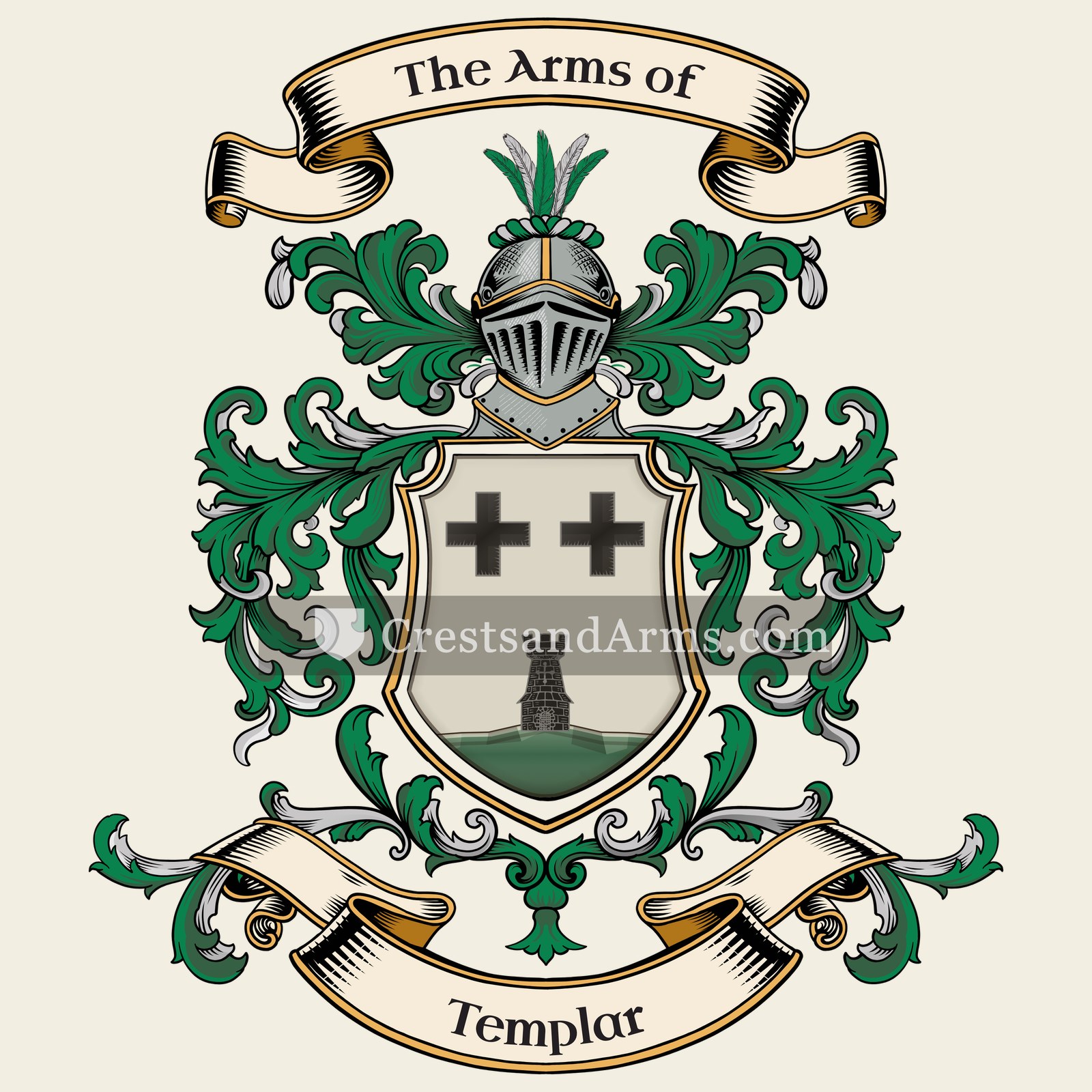 The Templar coat of arms, drawn from the recorded blazon