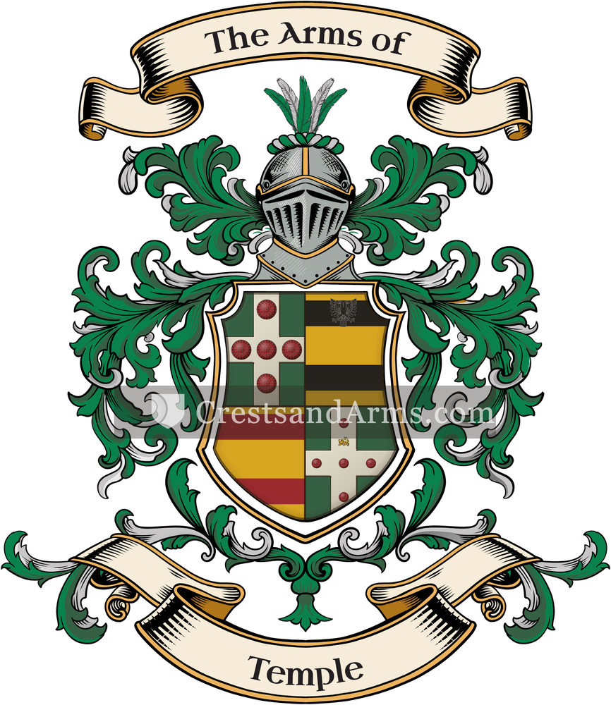 The Temple coat of arms, drawn from the recorded blazon