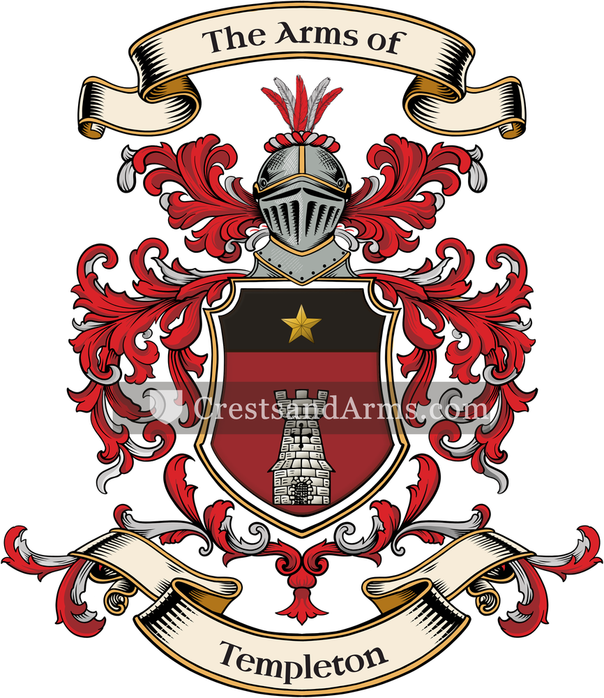 The Templeton coat of arms, drawn from the recorded blazon