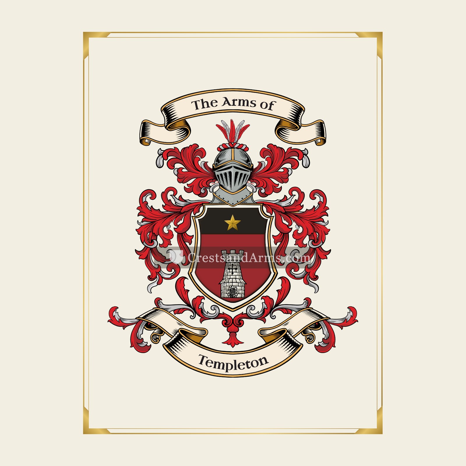 With gold border