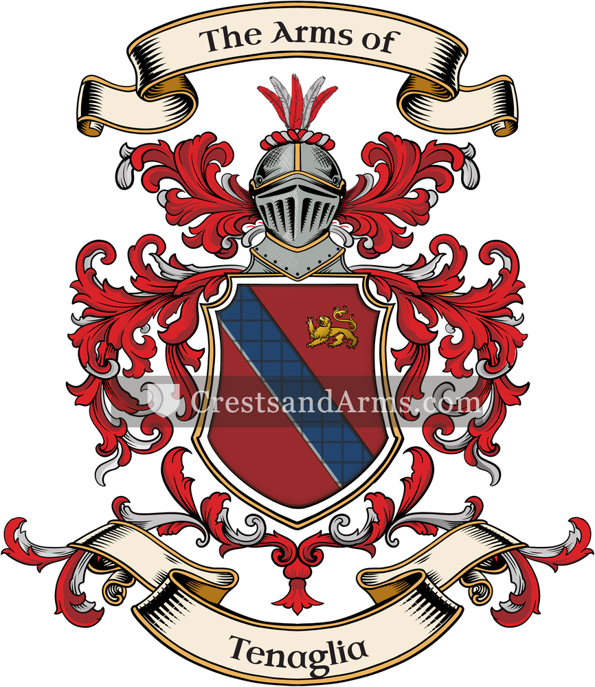 The Tenaglia coat of arms, drawn from the recorded blazon