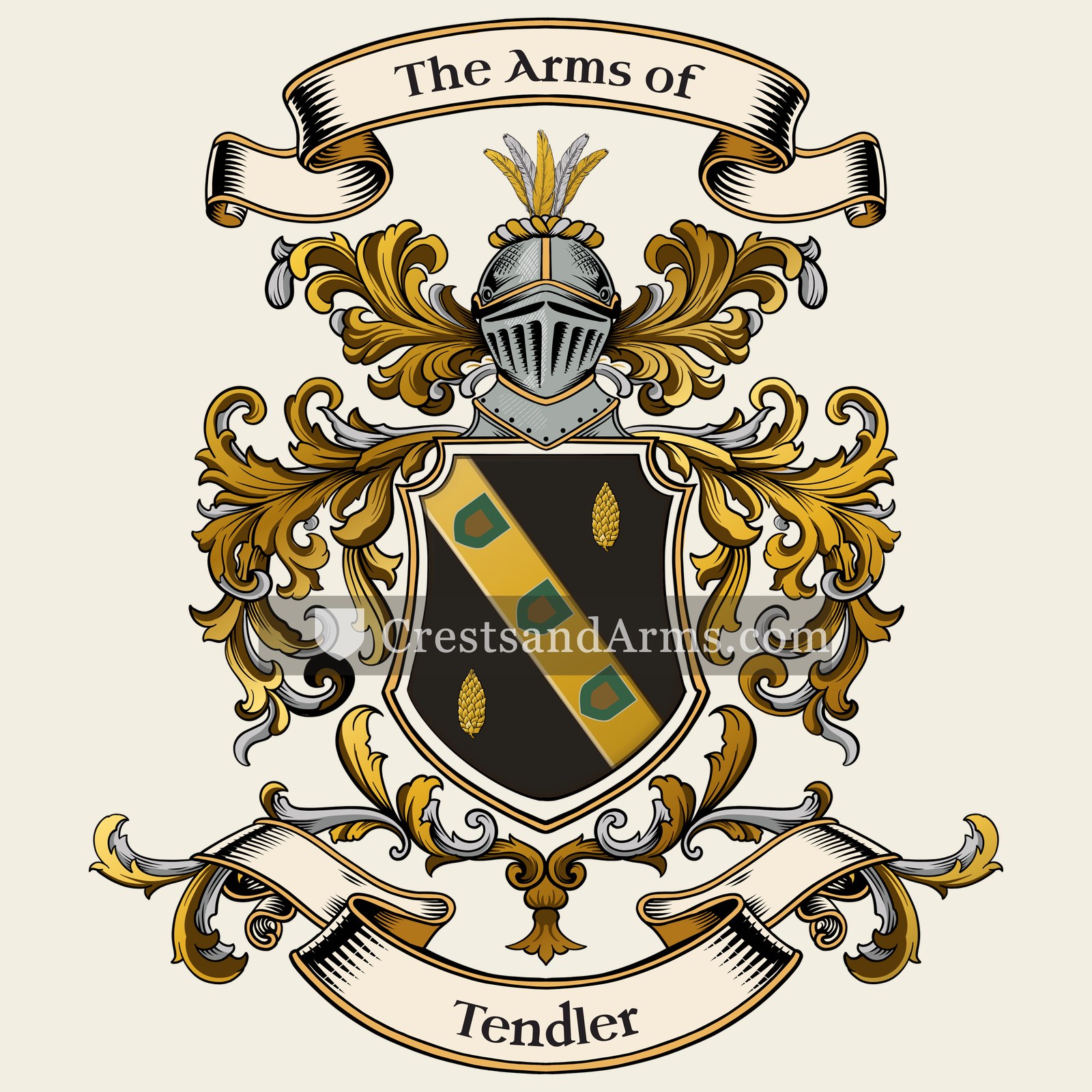 The Tendler coat of arms, drawn from the recorded blazon