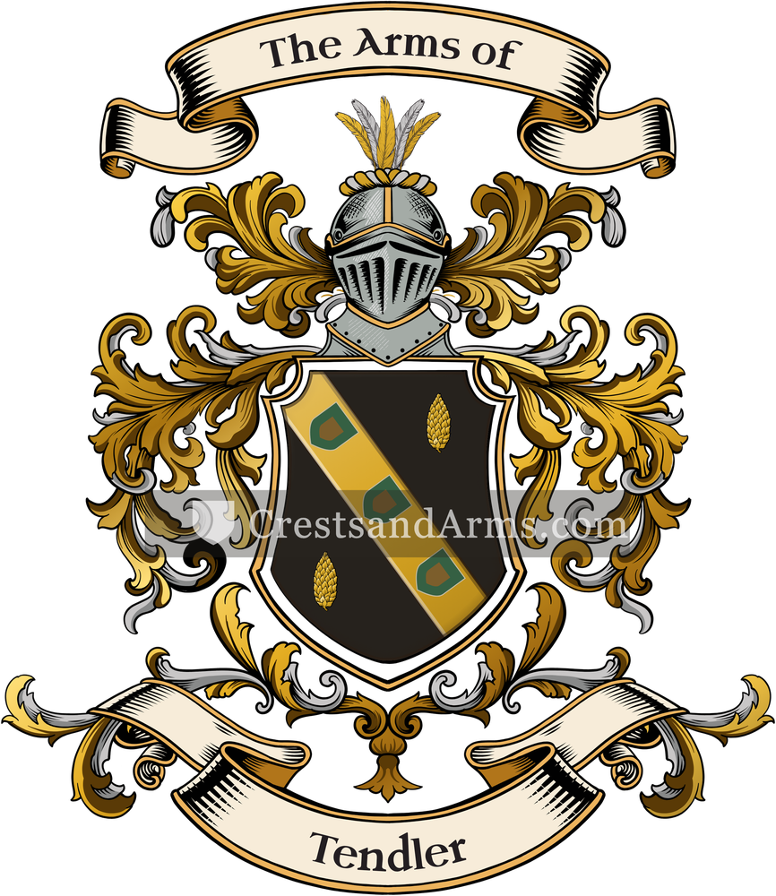 The Tendler coat of arms, drawn from the recorded blazon