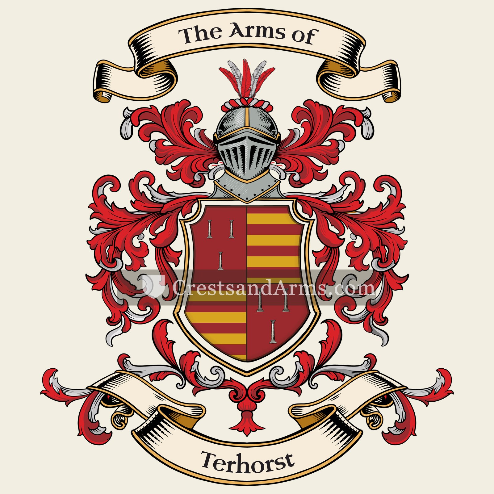 The Terhorst coat of arms, drawn from the recorded blazon