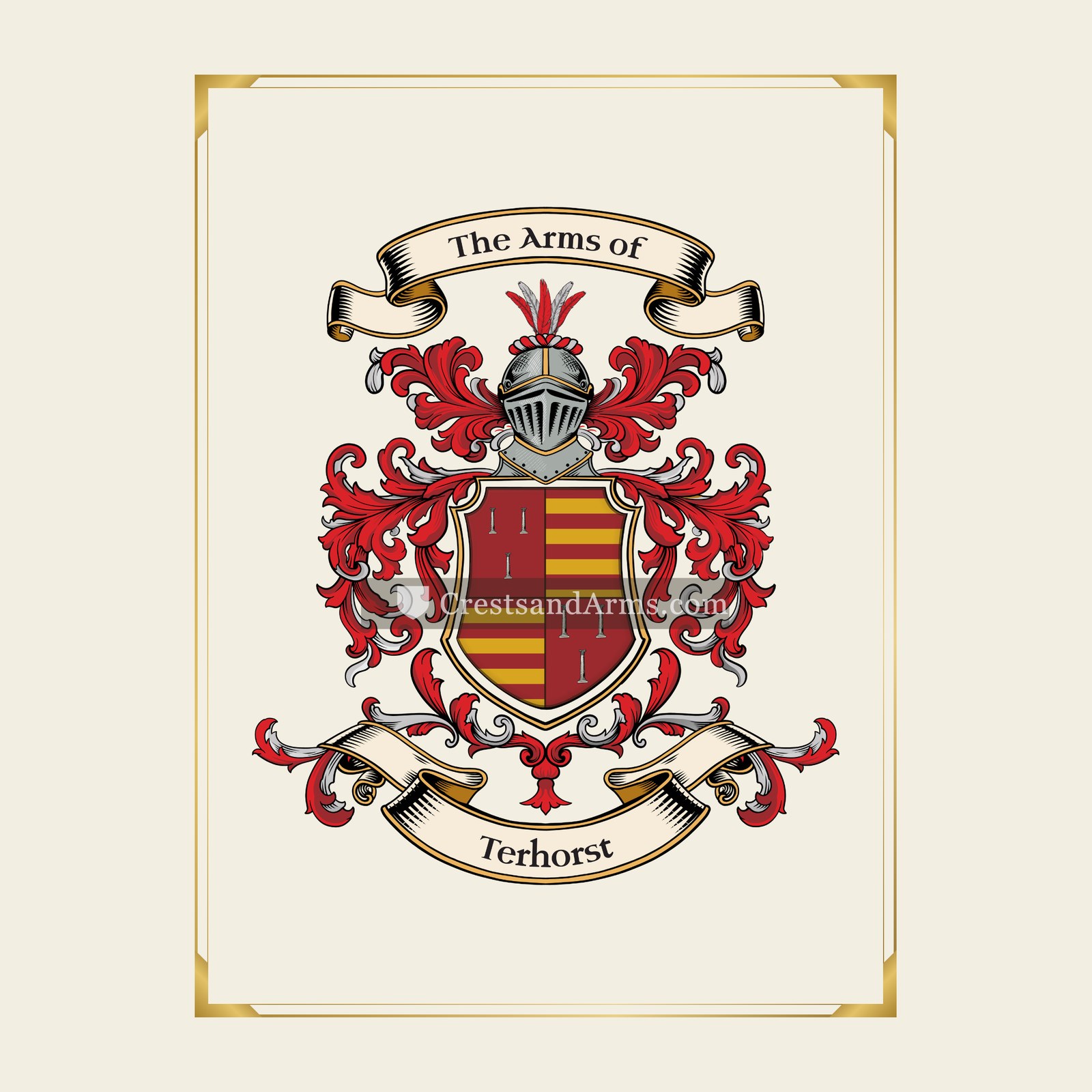 With gold border