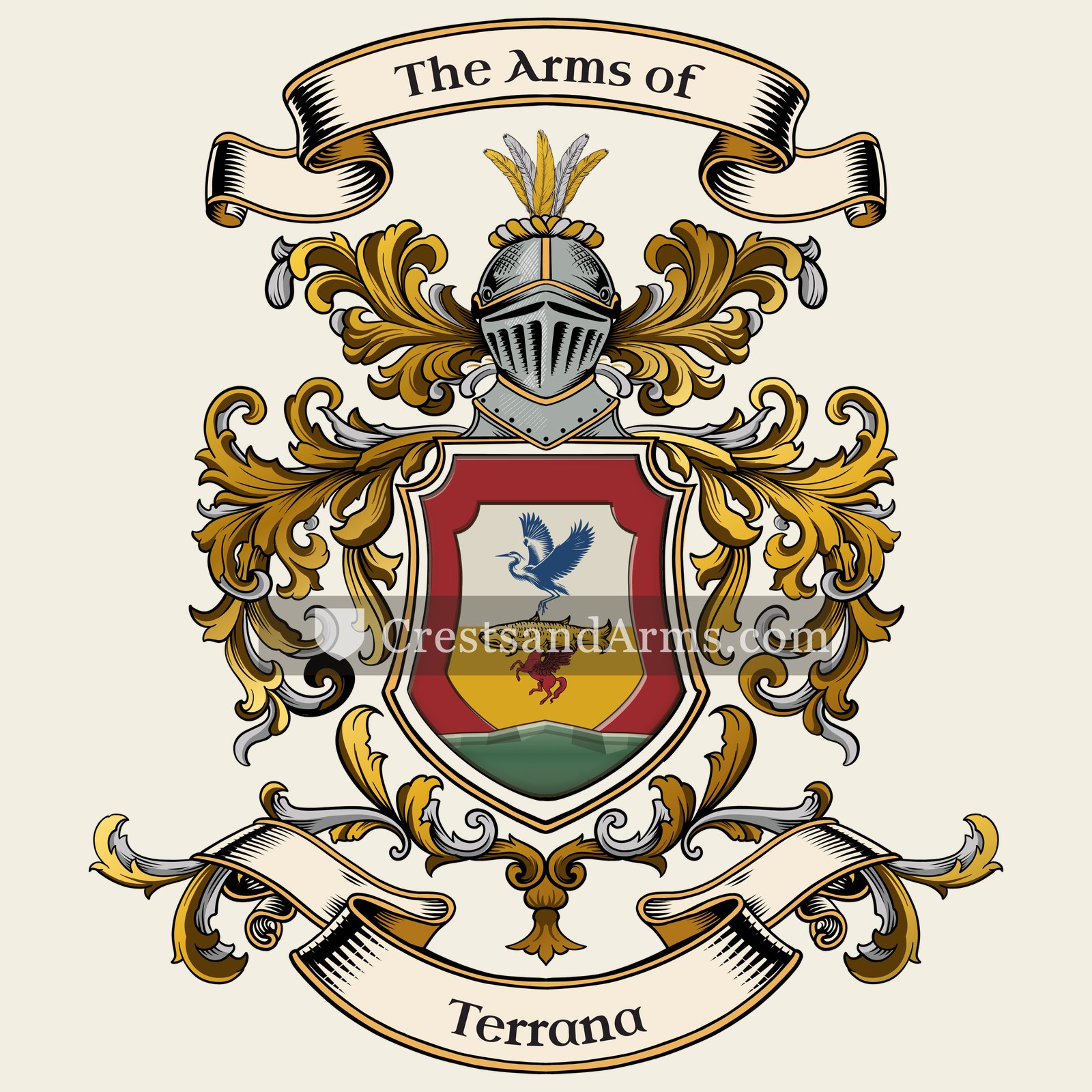 The Terrana coat of arms, drawn from the recorded blazon