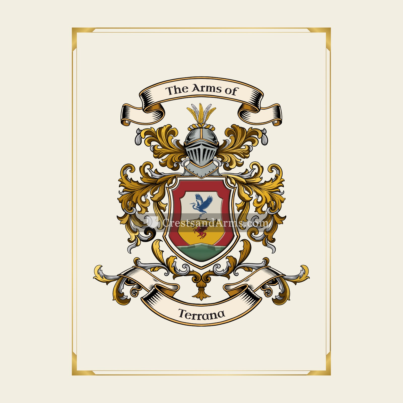 With gold border