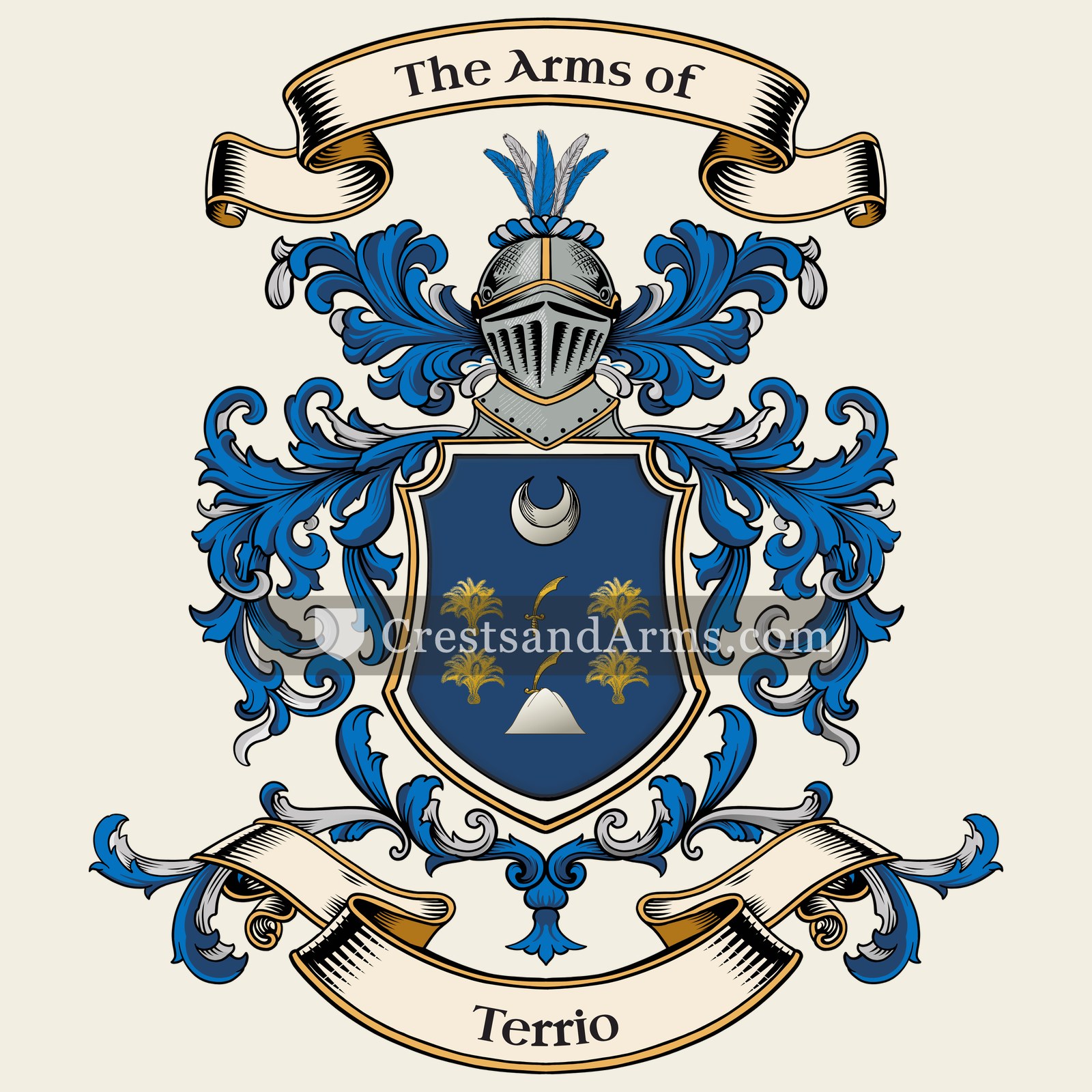 The Terrio coat of arms, drawn from the recorded blazon