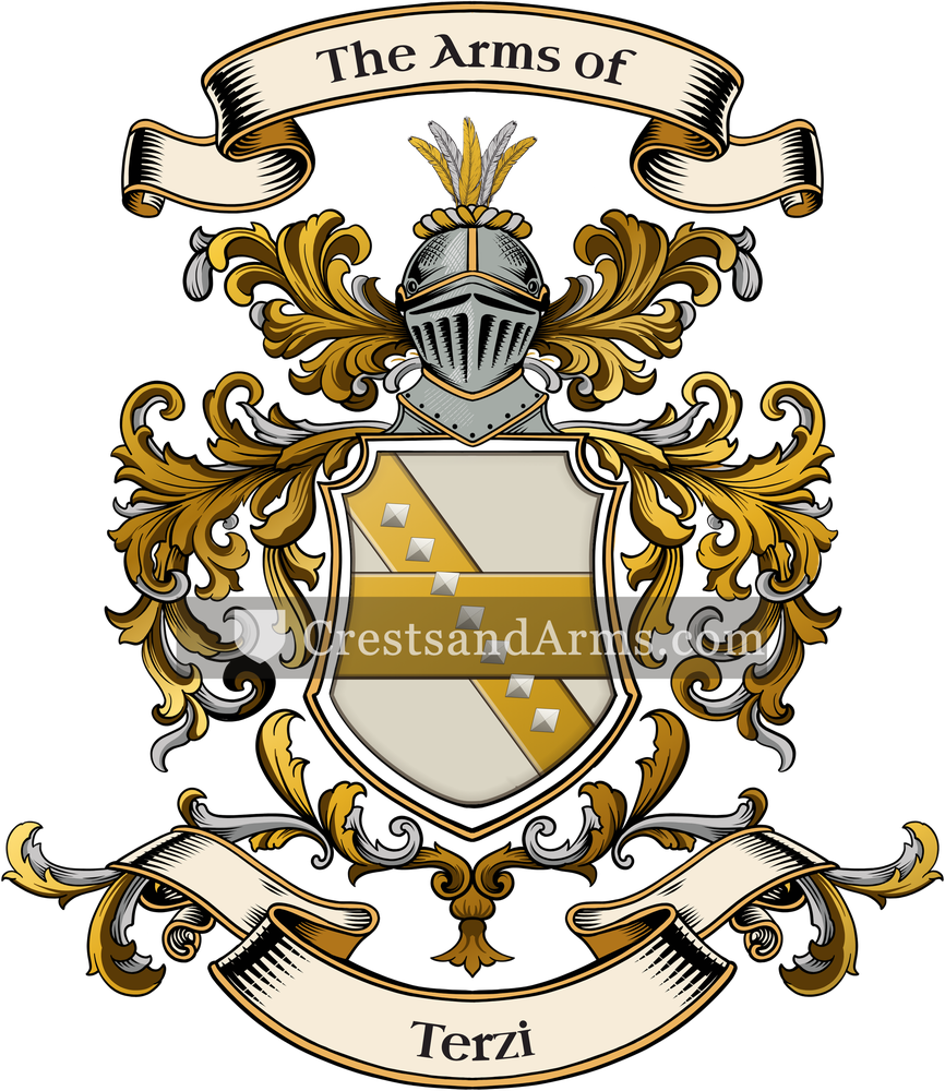 The Terzi coat of arms, drawn from the recorded blazon