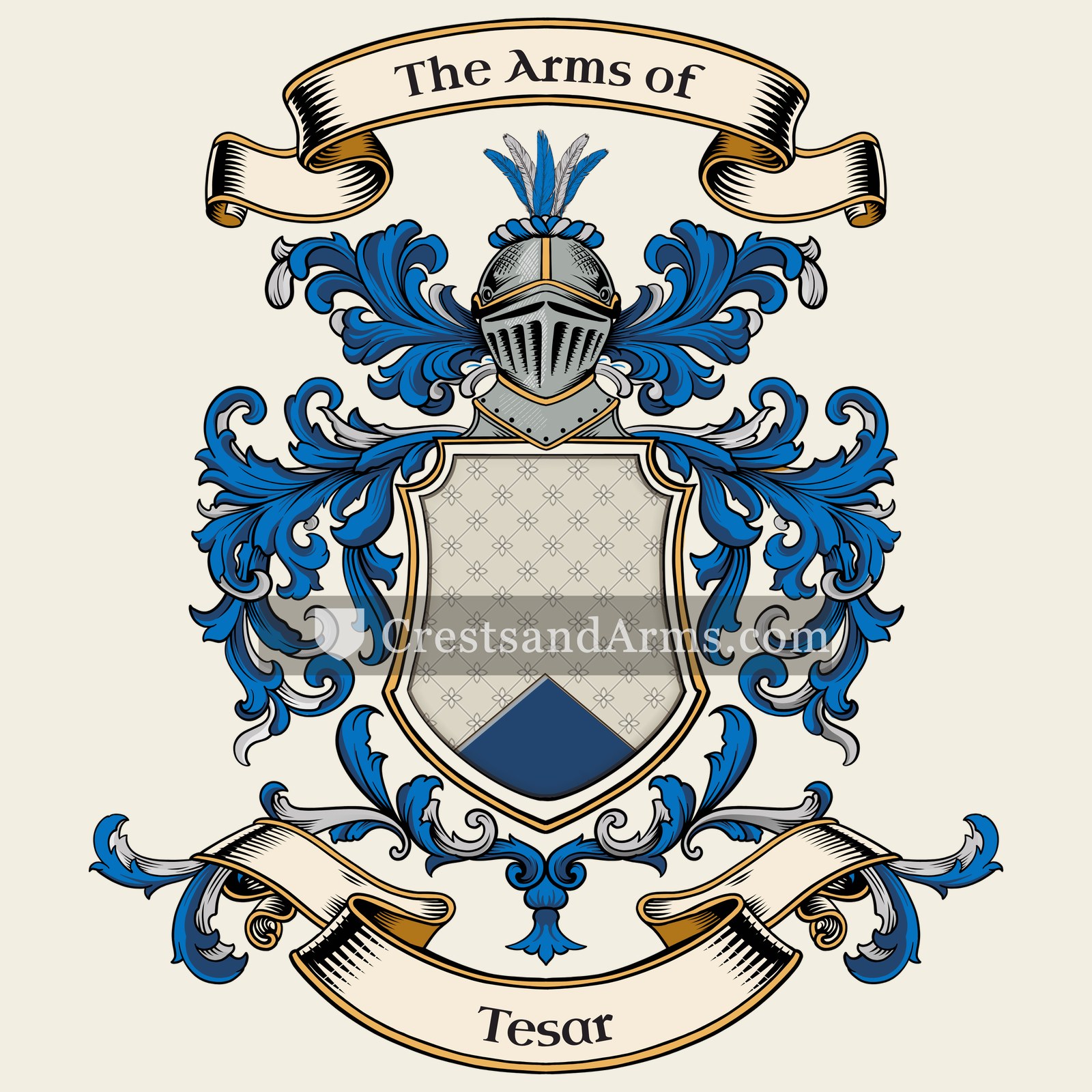 The Tesar coat of arms, drawn from the recorded blazon