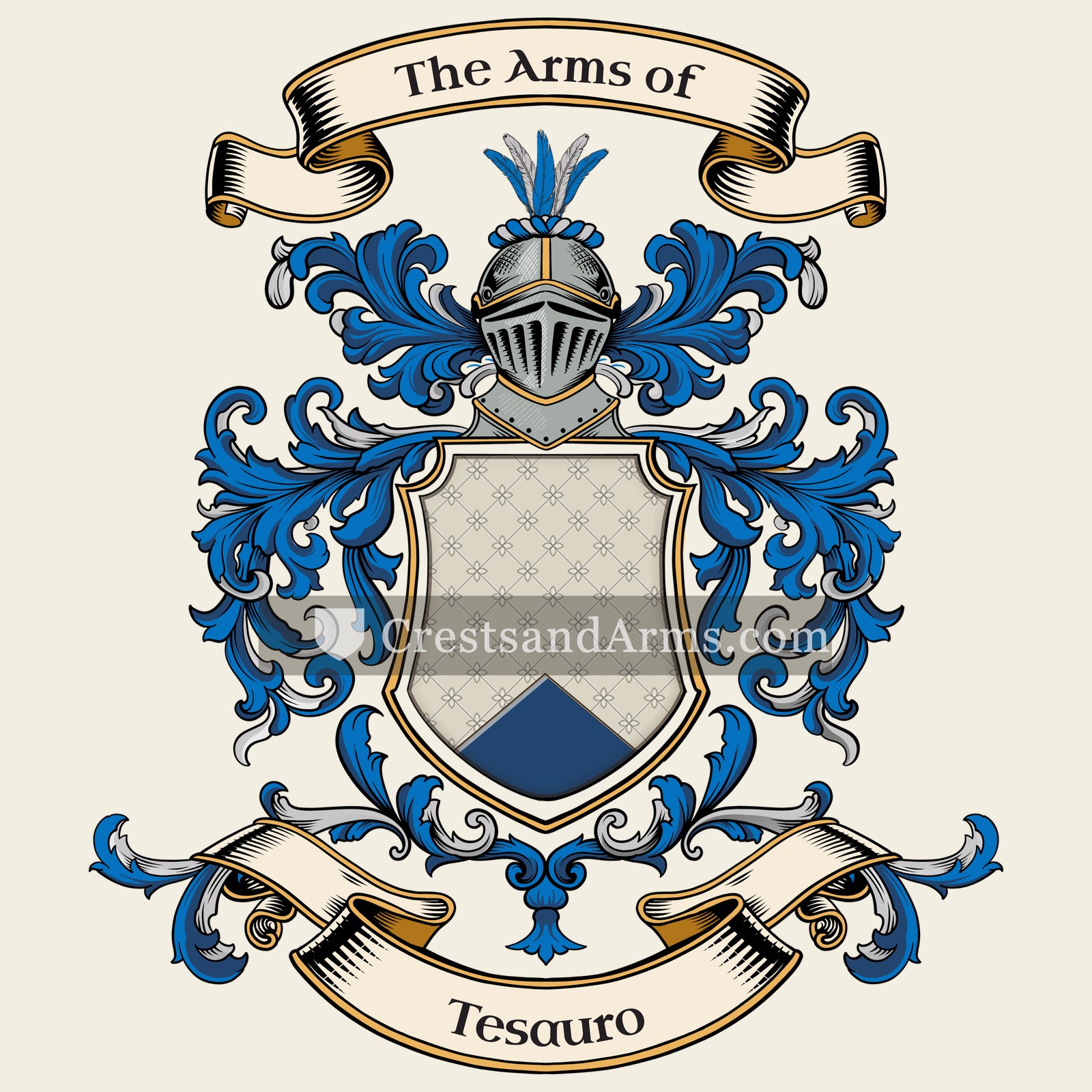 The Tesauro coat of arms, drawn from the recorded blazon