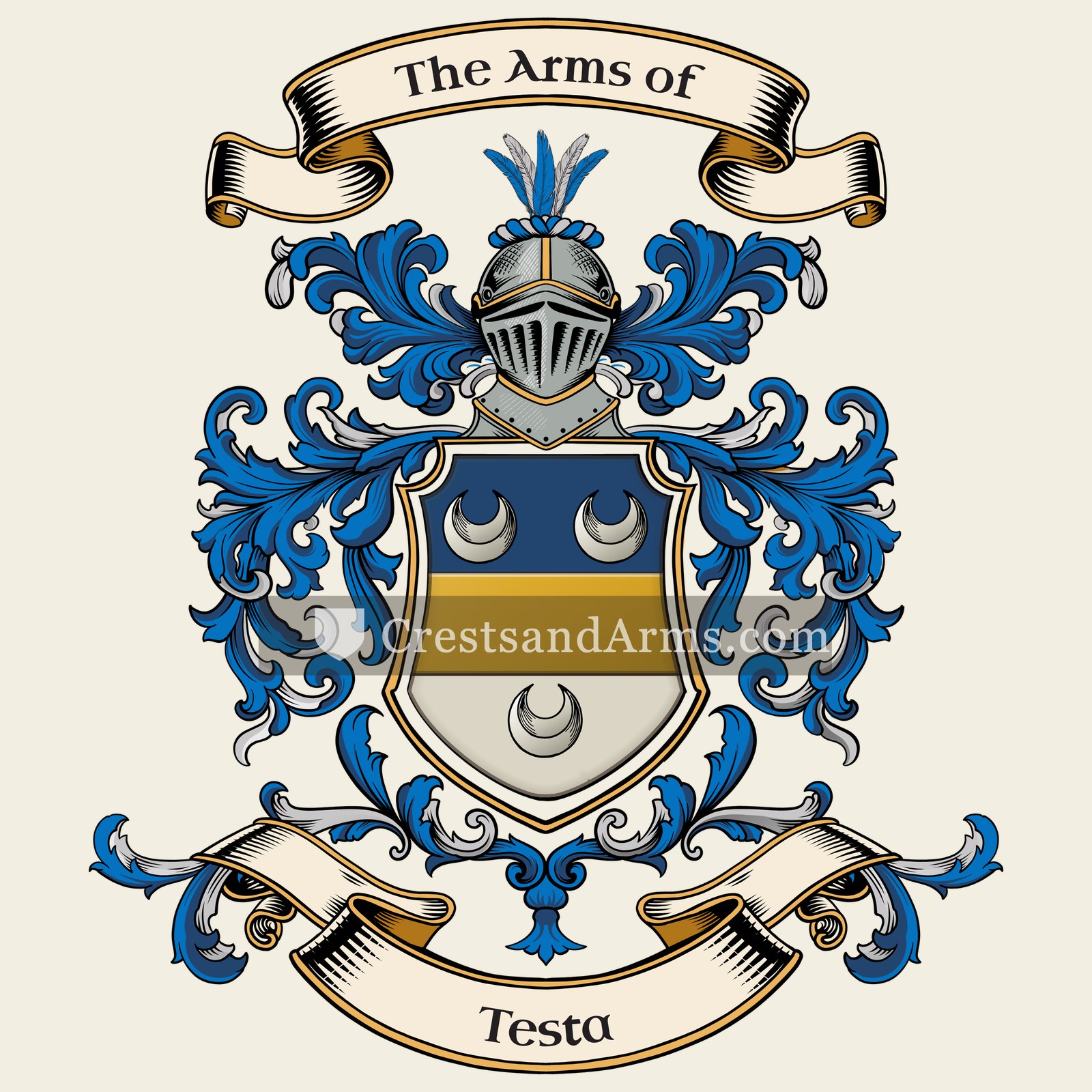 The Testa coat of arms, drawn from the recorded blazon