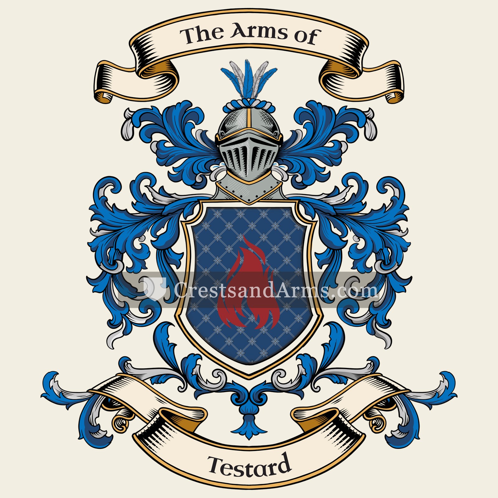The Testard coat of arms, drawn from the recorded blazon