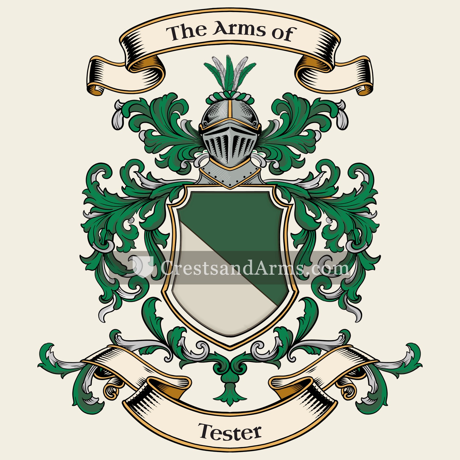 The Tester coat of arms, drawn from the recorded blazon