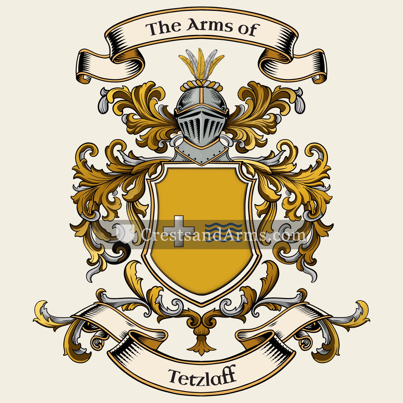 The Tetzlaff coat of arms, drawn from the recorded blazon
