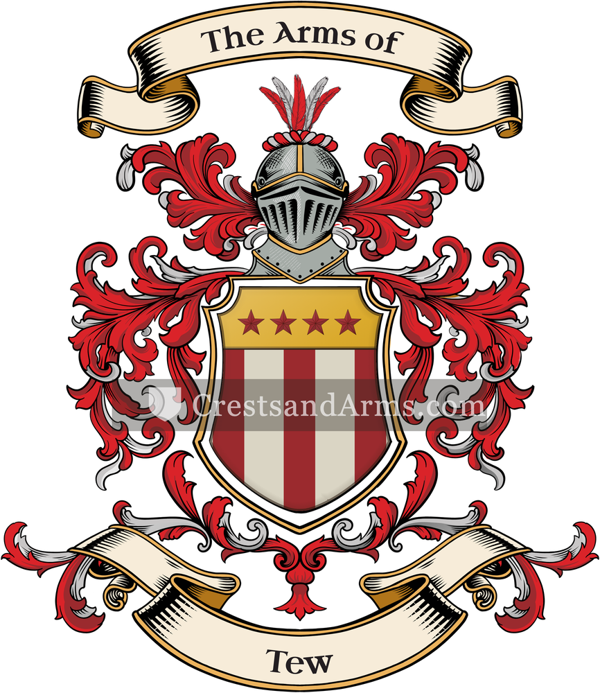 The Tew coat of arms, drawn from the recorded blazon