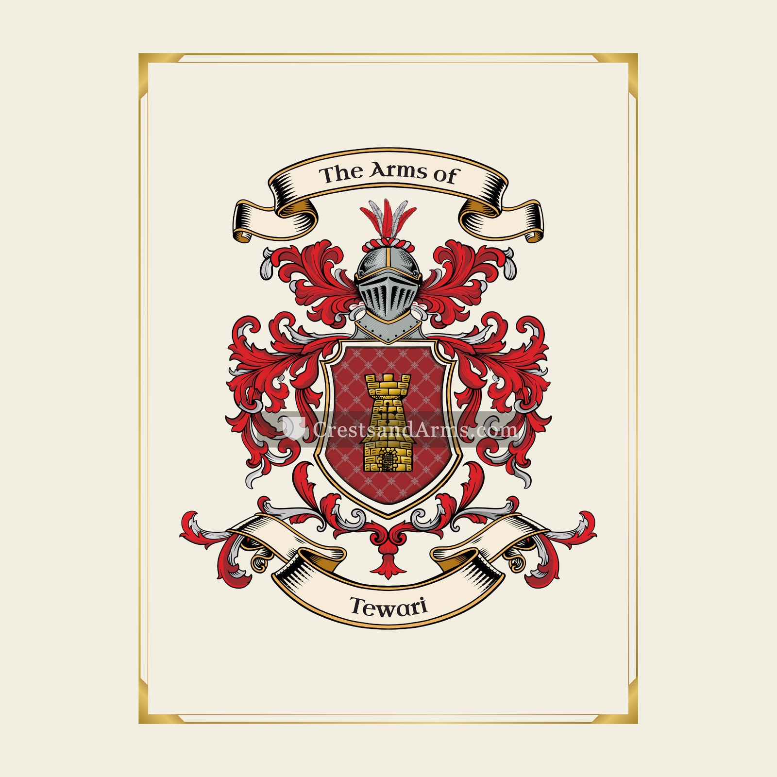 With gold border