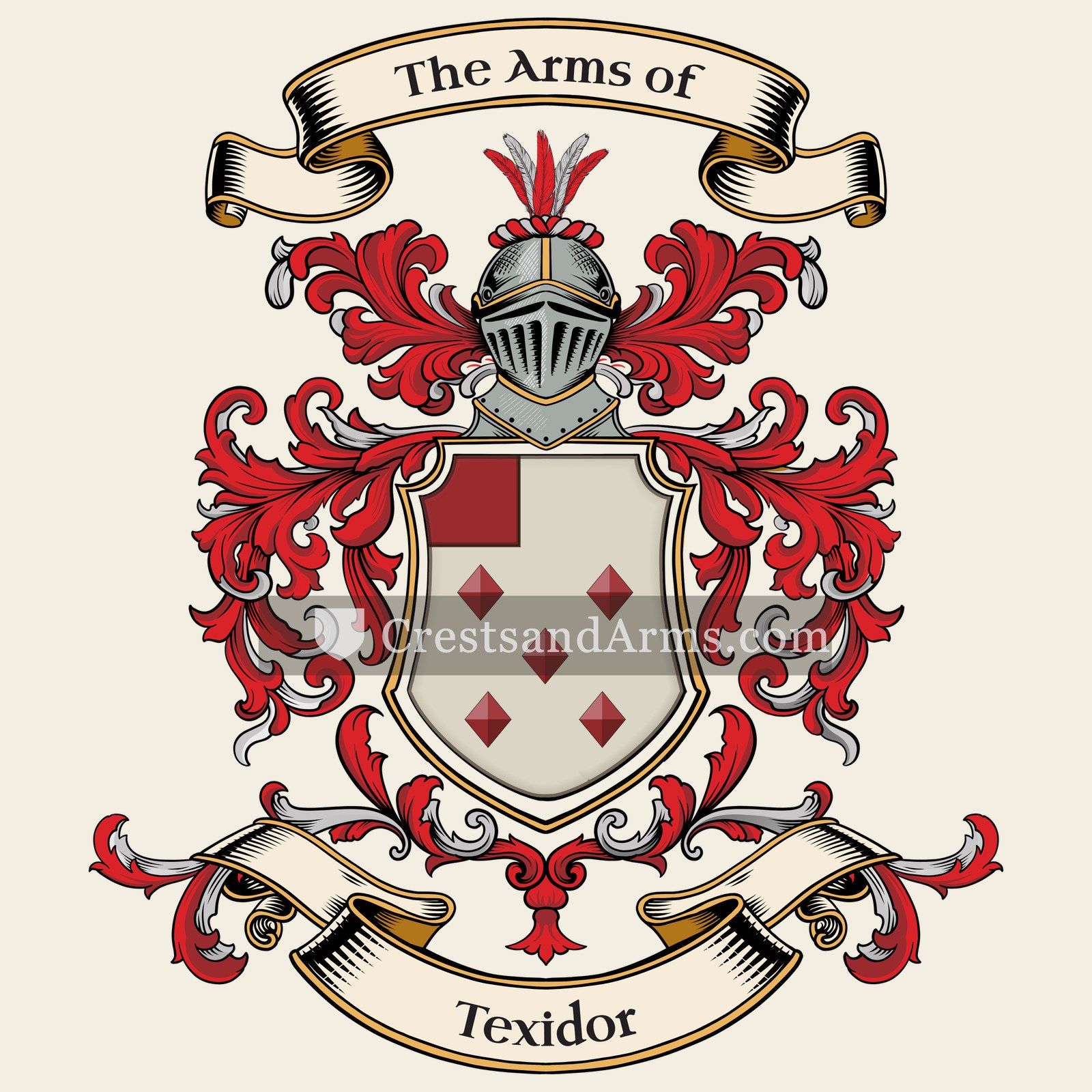 The Texidor coat of arms, drawn from the recorded blazon