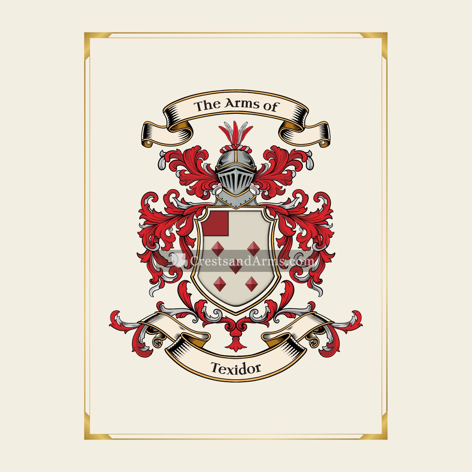 With gold border