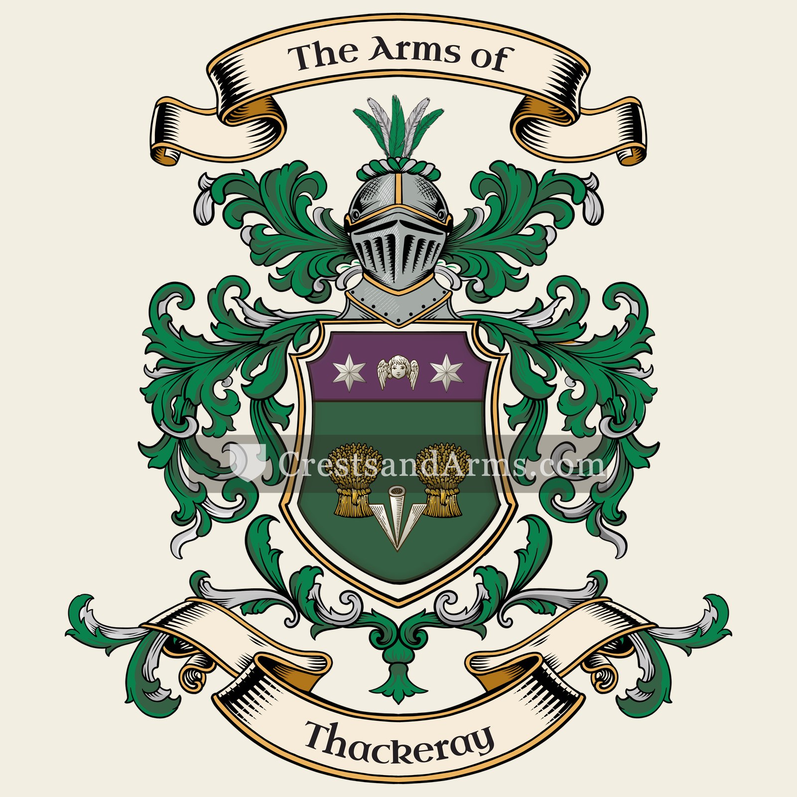 The Thackeray coat of arms, drawn from the recorded blazon