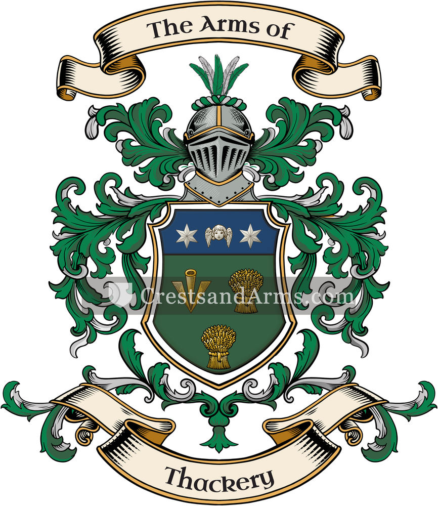 The Thackery coat of arms, drawn from the recorded blazon