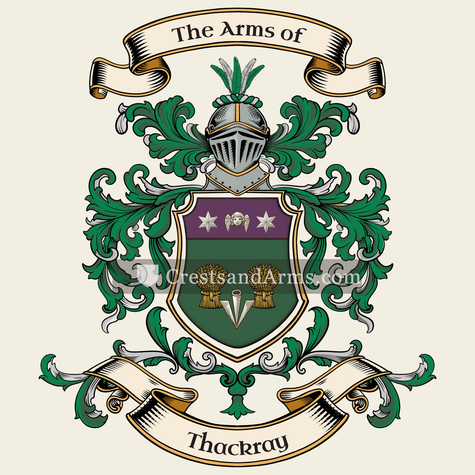 The Thackray coat of arms, drawn from the recorded blazon