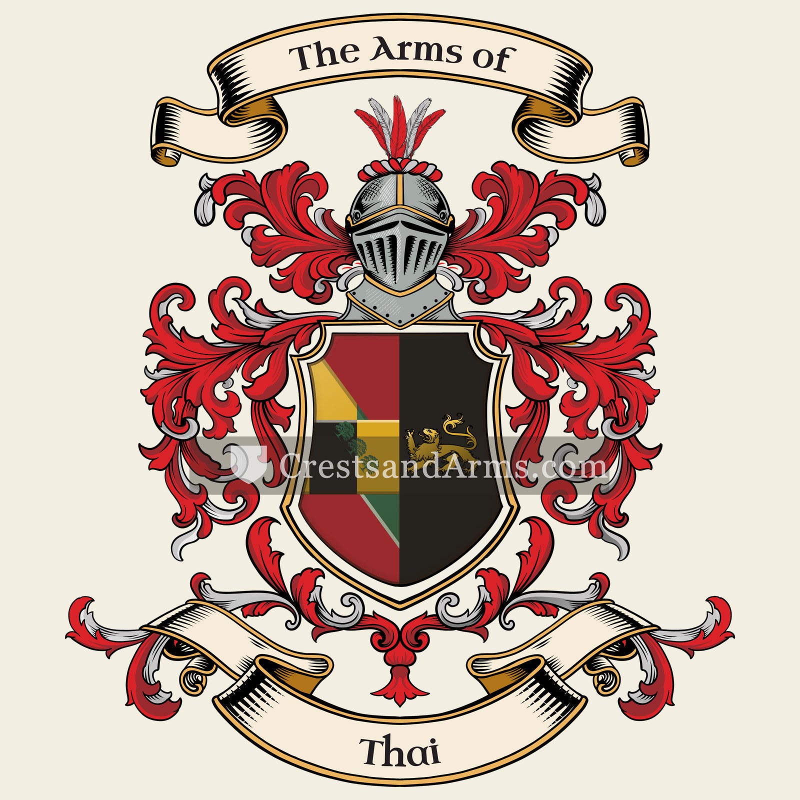 The Thai coat of arms, drawn from the recorded blazon