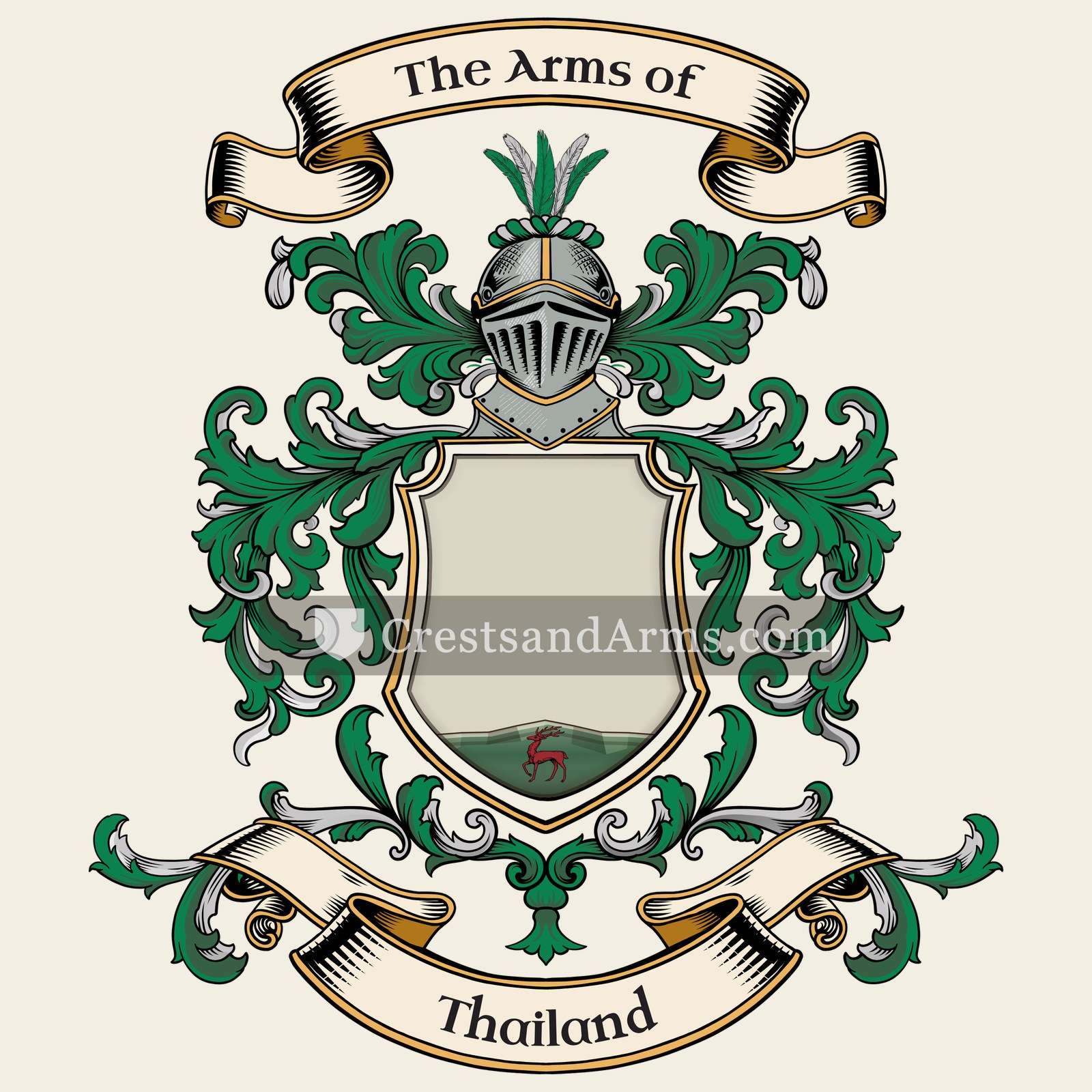The Thailand coat of arms, drawn from the recorded blazon