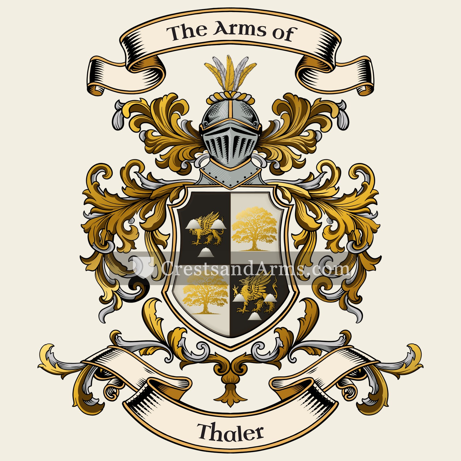 The Thaler coat of arms, drawn from the recorded blazon