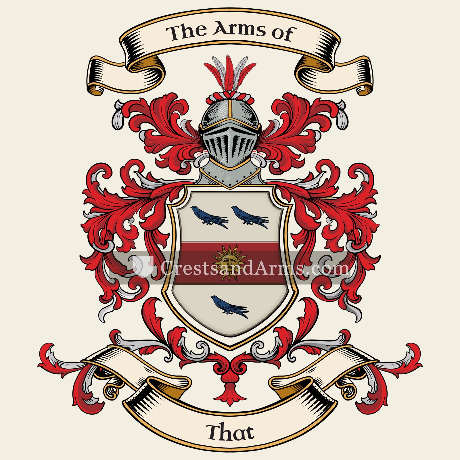 The That coat of arms, drawn from the recorded blazon