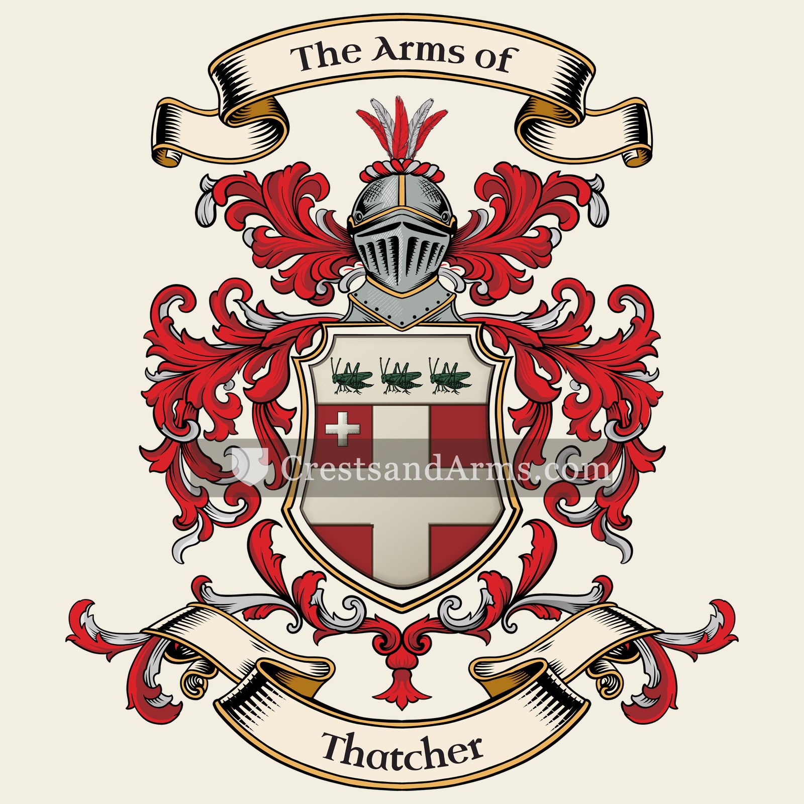 The Thatcher coat of arms, drawn from the recorded blazon