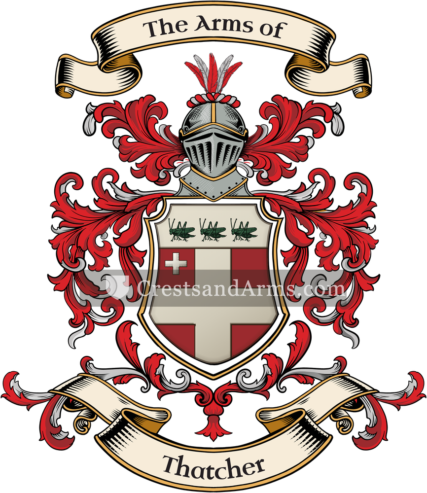 The Thatcher coat of arms, drawn from the recorded blazon