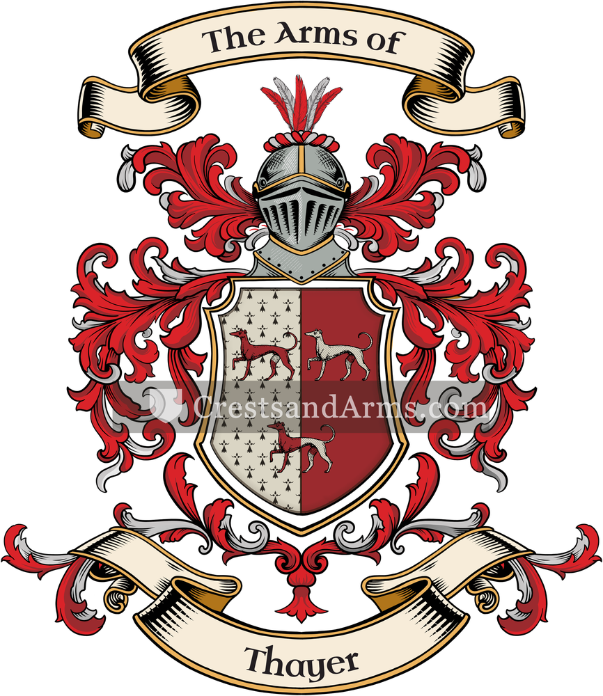 The Thayer coat of arms, drawn from the recorded blazon