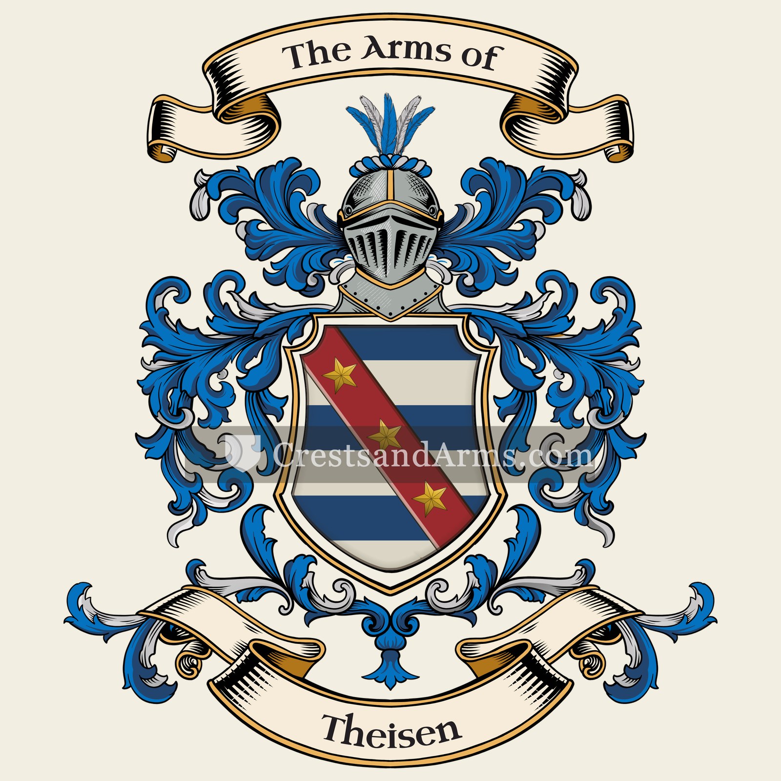 The Theisen coat of arms, drawn from the recorded blazon