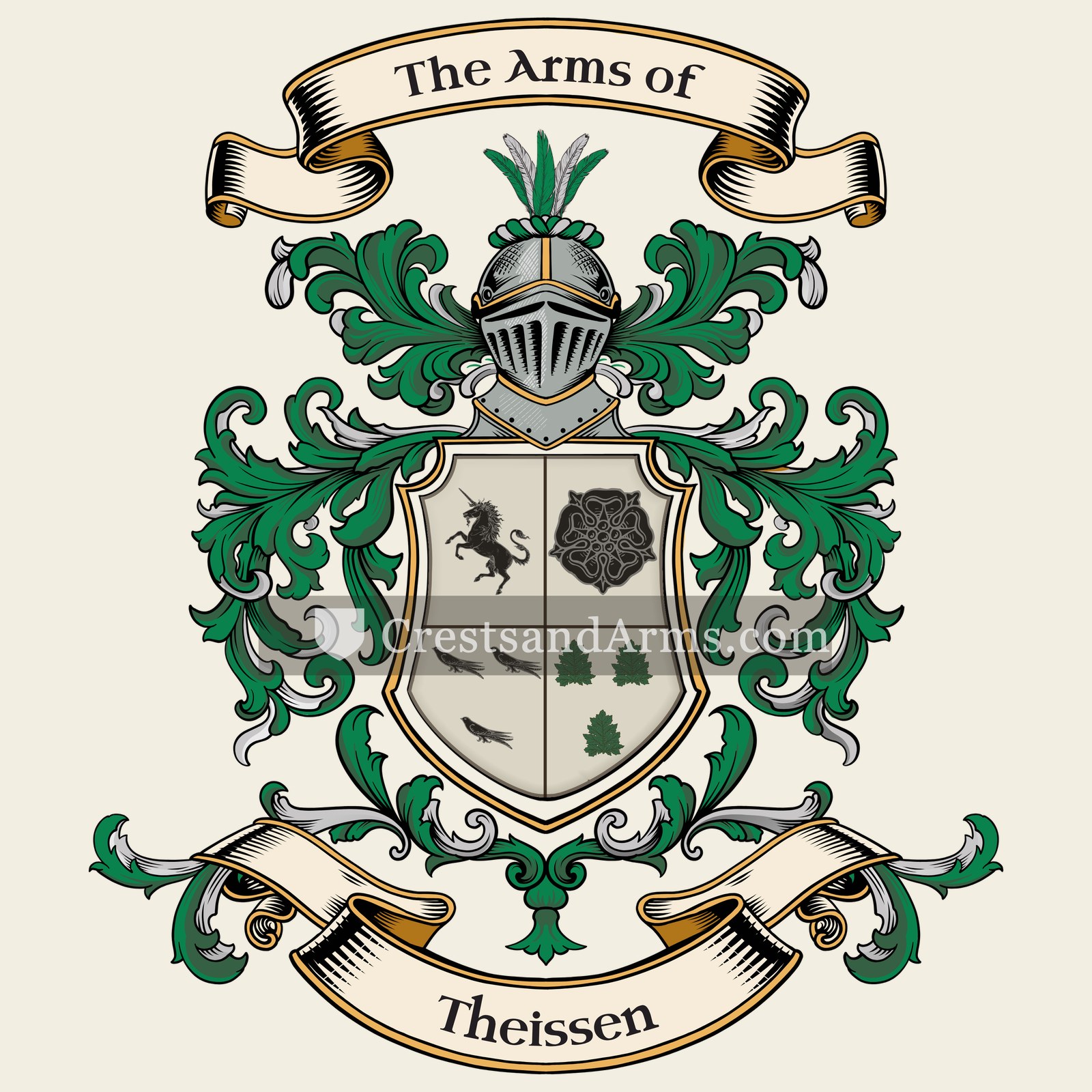 The Theissen coat of arms, drawn from the recorded blazon