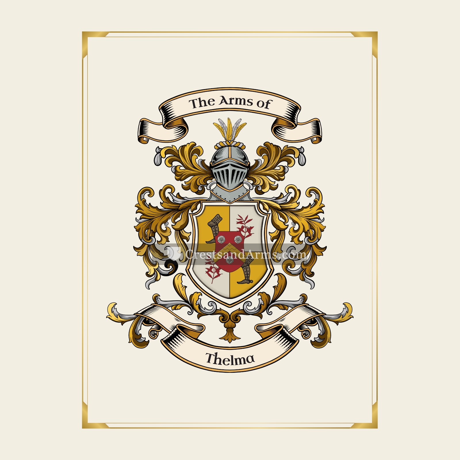 With gold border