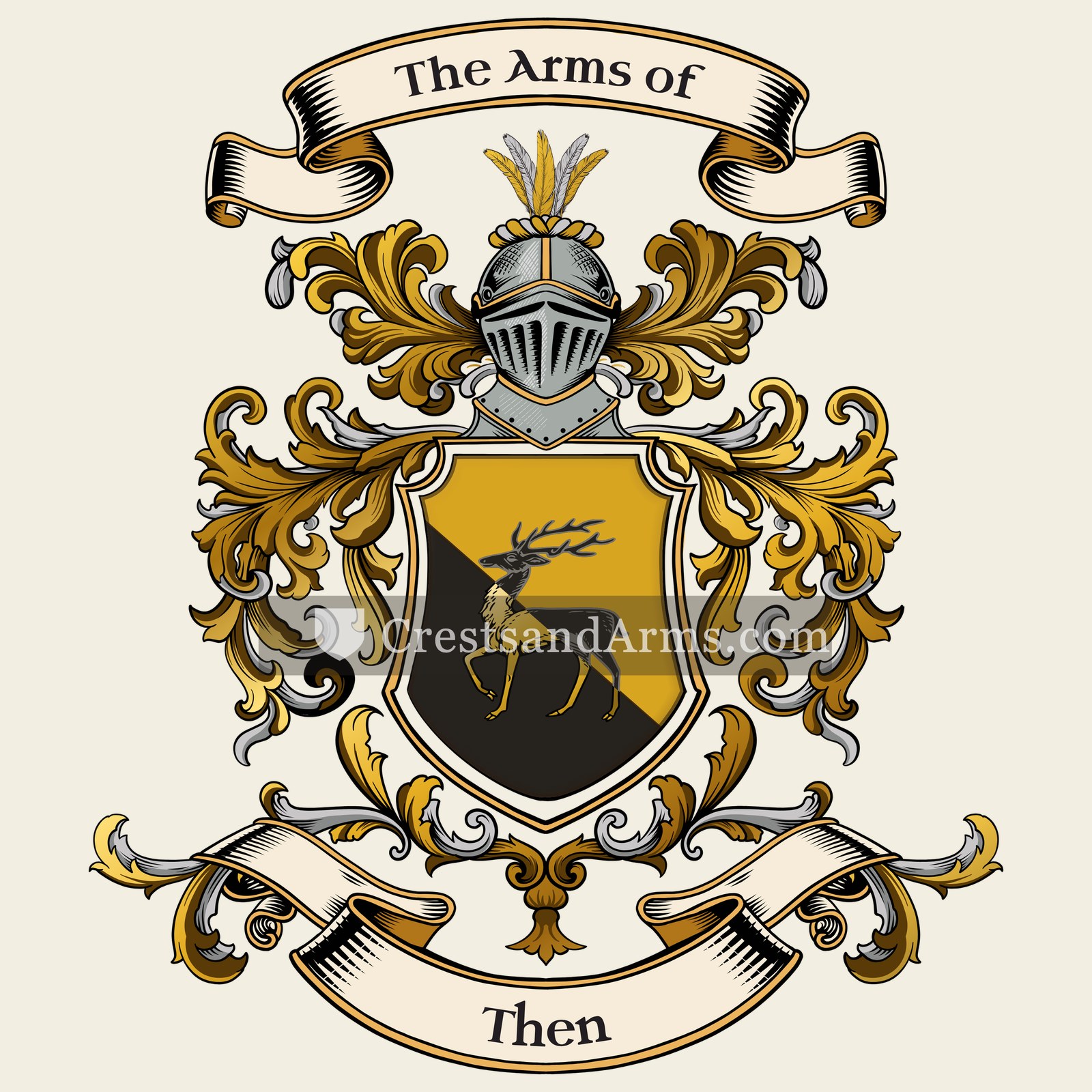 The Then coat of arms, drawn from the recorded blazon